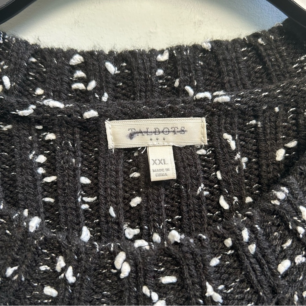 NWOT Talbots Black White Textured Chunky Knit Oversized Sweater, Size XXL Women - Picture 8 of 9